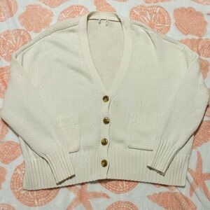 cream knit button up cardigan